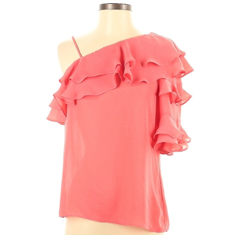 Parker Vibrant Coral one shoulder blouse
